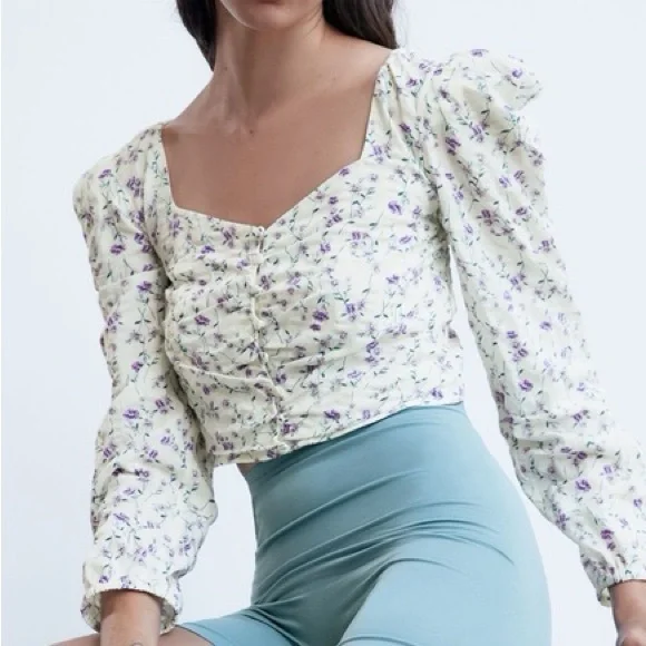 Zara purple floral top - Picture 1 of 6
